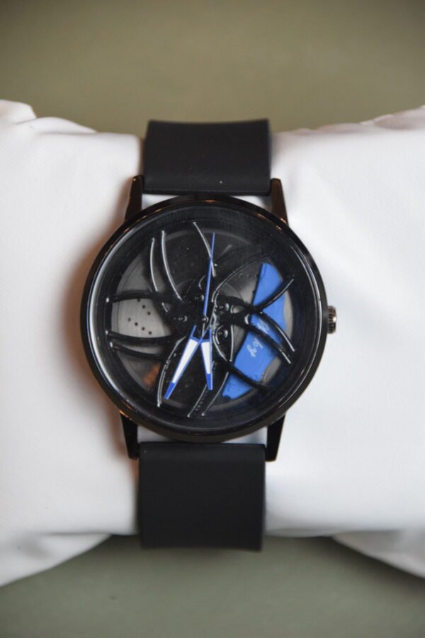 Premium Black Watch With Back Glass – Silicon Straps